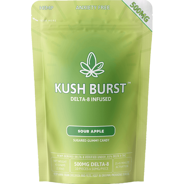 KUSH BURST SOUR APPLE DELTA-8 500MG GUMMIES